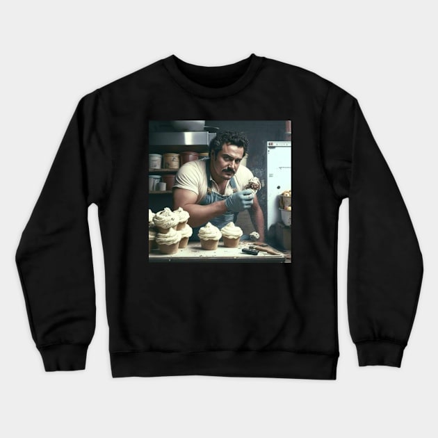 Pablo Escobar Making Cupcakes Parody 2 Crewneck Sweatshirt by MAPublishings